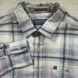 Fish Hippie Men's Gray Plaid Long-Sleeve Button-Down Shirt